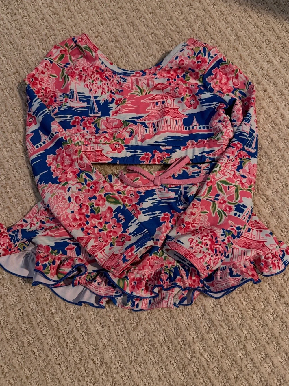 Sweethoney floral swim set 4T long sleeve Rash guard with matching skirt